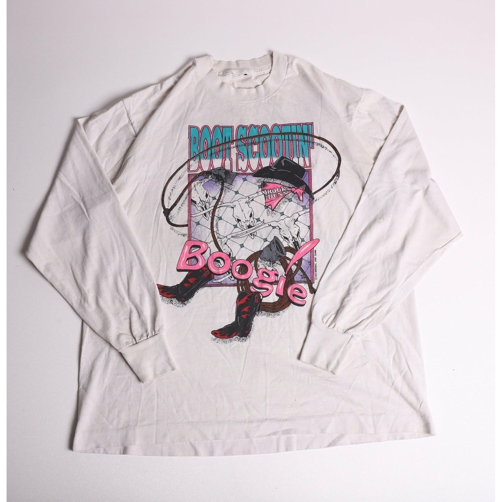Vintage 1992 Brooks & Dunn Boot Scootin Boogie Long Sleeve T-Shirt White XL